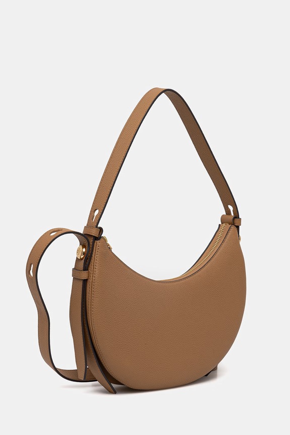 Δερμάτινη τσάντα Tory Burch Romy 178677 καφέ SS26