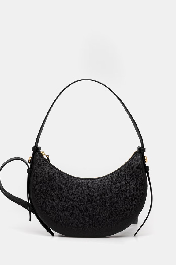 Δερμάτινη τσάντα Tory Burch Romy λείο δέρμα μαύρο 178677