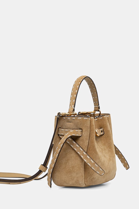 Tory Burch vrećasta torba za žene od brušene kože Romy 183173 bež SS26