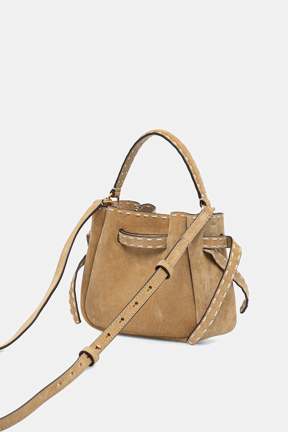 Kiegészítők Tory Burch női velúrbőr zsák Romy 183173 bézs