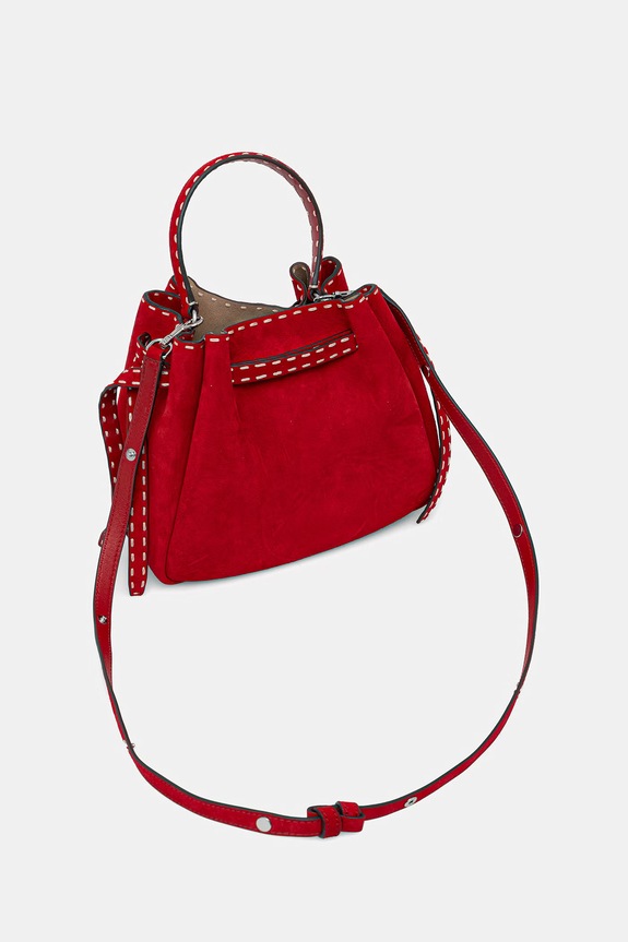 Akcesoria Tory Burch torebka zamszowa Romy 183220 czerwony