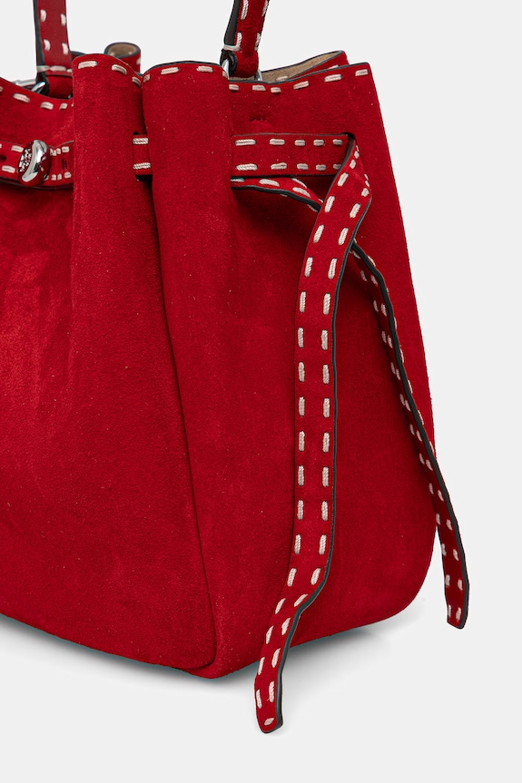 Tory Burch torebka zamszowa Romy czerwony 183220