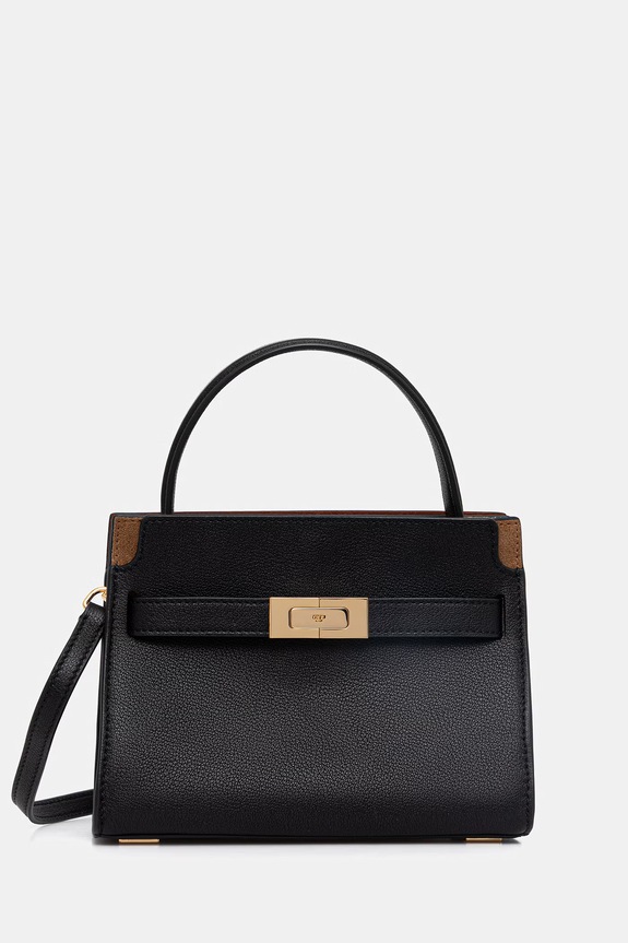 Δερμάτινη τσάντα Tory Burch Lee Radziwill απλικέ μαύρο 178963