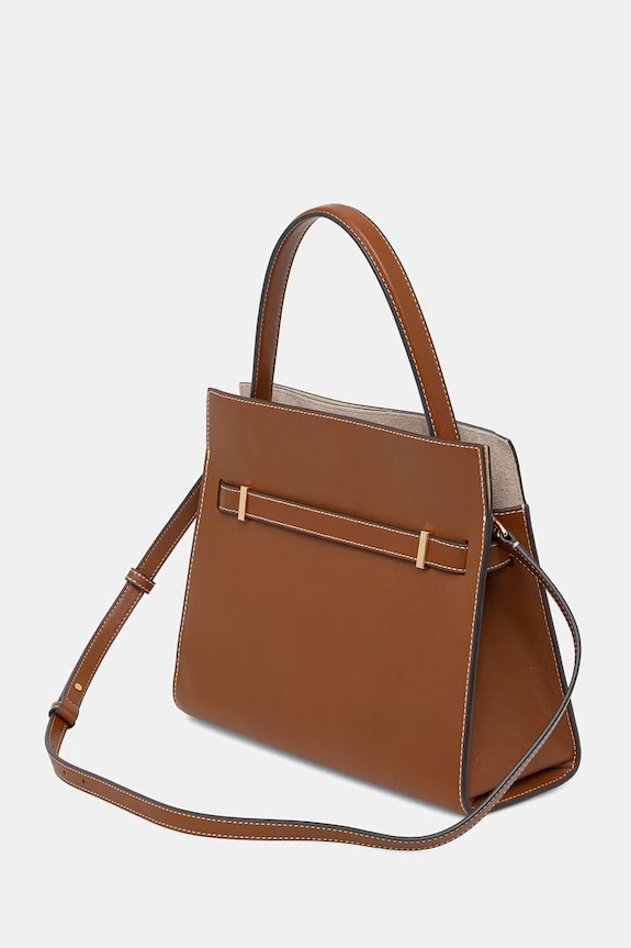 Accesorii Tory Burch geantă tote pentru femei, din piele Lee Radziwill 179398 maro