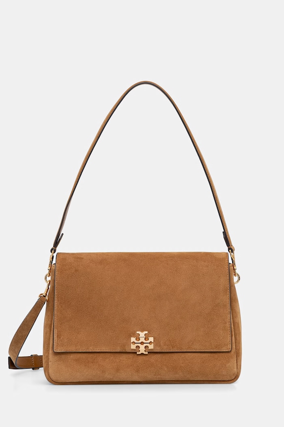 Tory Burch geantă de mână din piele întoarsă Charlie uni galben 184125