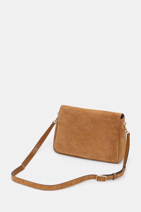Accesorii Tory Burch geantă de mână din piele întoarsă Charlie 184125 galben