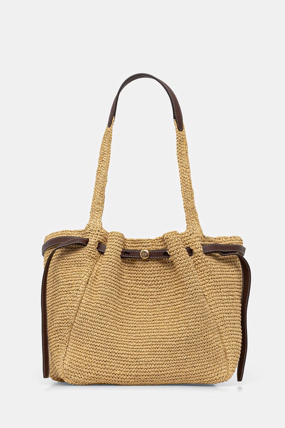Tory Burch kabelka typu shopper dámska pletená Romy béžová 178696
