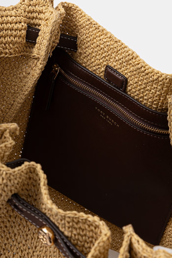 Tory Burch kabelka typu shopper dámska pletená Romy béžová 178696