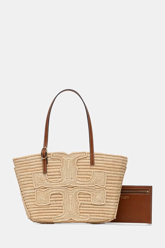 Tory Burch tote taška dámská pletená Ella béžová 183825