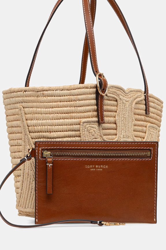 Tory Burch tote taška dámská pletená Ella béžová 183825