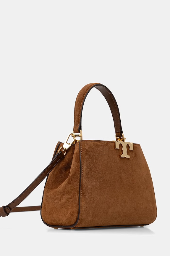 Tory Burch μικρή τσάντα γυναικεία από δέρμα σουέτ Eleanor 171502 καφέ SS26