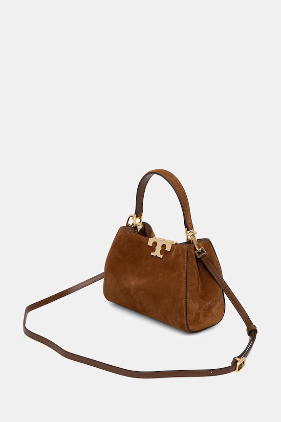 Αξεσουάρ Tory Burch μικρή τσάντα γυναικεία από δέρμα σουέτ Eleanor 171502 καφέ