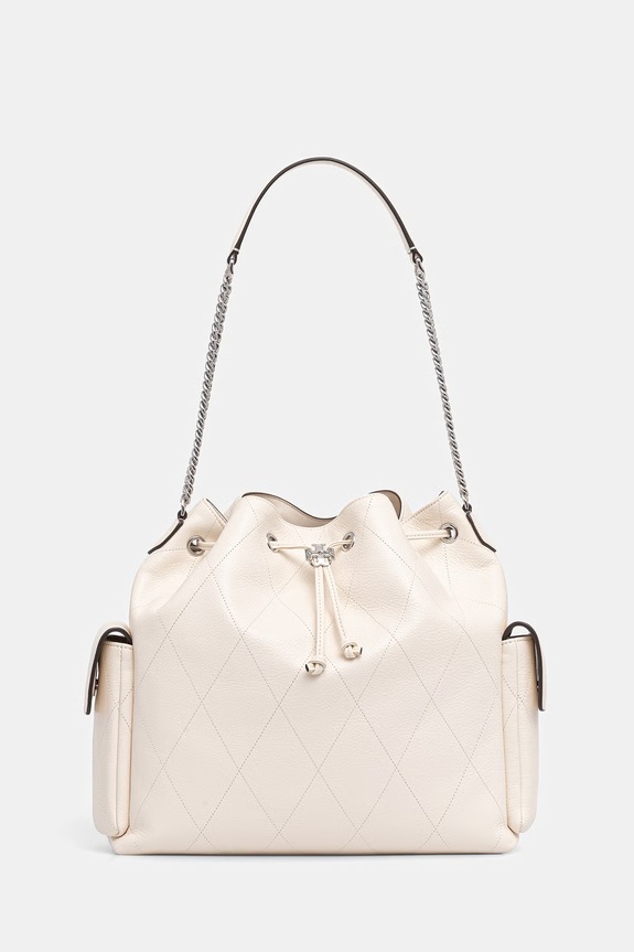 Tory Burch σάκος γυναικείος δερμάτινος Charlie μπεζ 185830