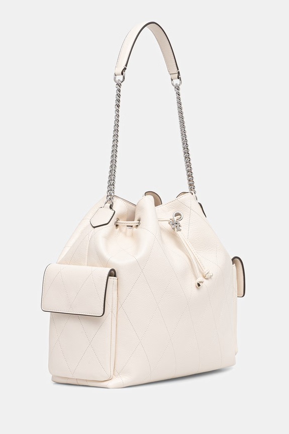 Tory Burch σάκος γυναικείος δερμάτινος Charlie 185830 μπεζ SS26