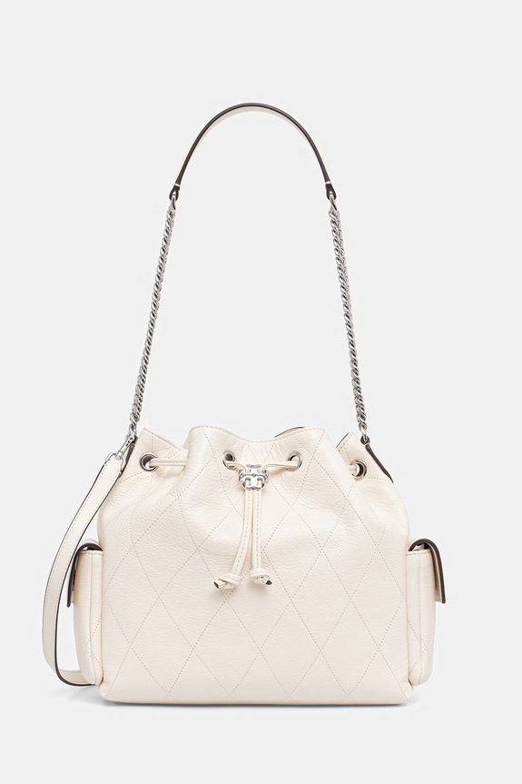Tory Burch σάκος γυναικείος δερμάτινος Charlie μπεζ 185831