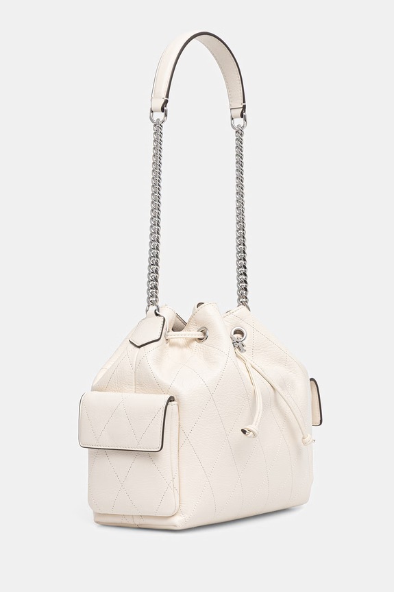 Tory Burch σάκος γυναικείος δερμάτινος Charlie 185831 μπεζ SS26