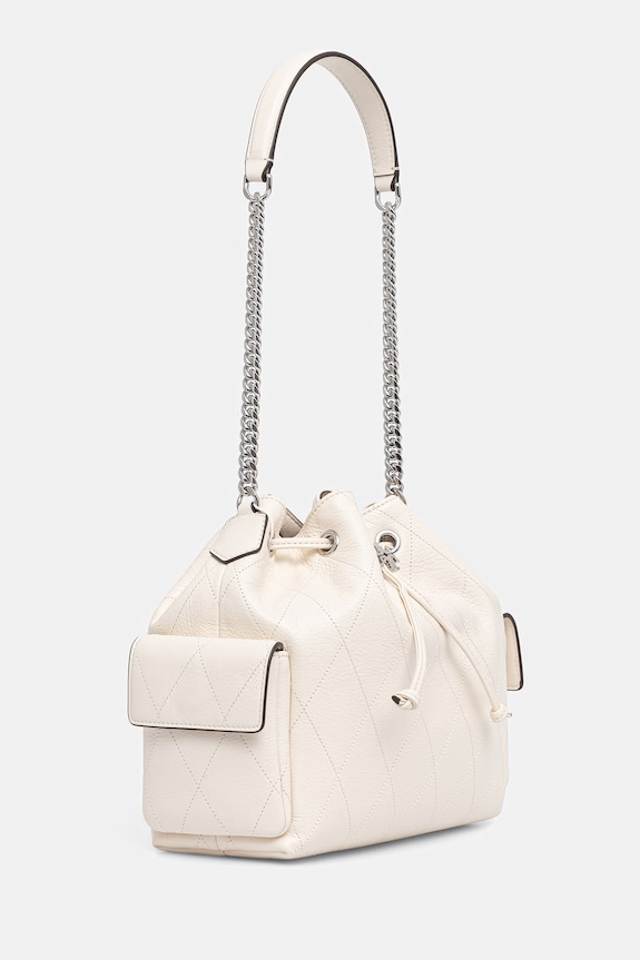 Tory Burch σάκος γυναικείος δερμάτινος Charlie 185831 μπεζ SS26