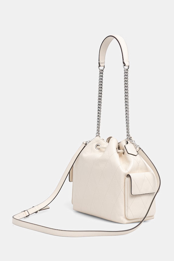 Αξεσουάρ Tory Burch σάκος γυναικείος δερμάτινος Charlie 185831 μπεζ