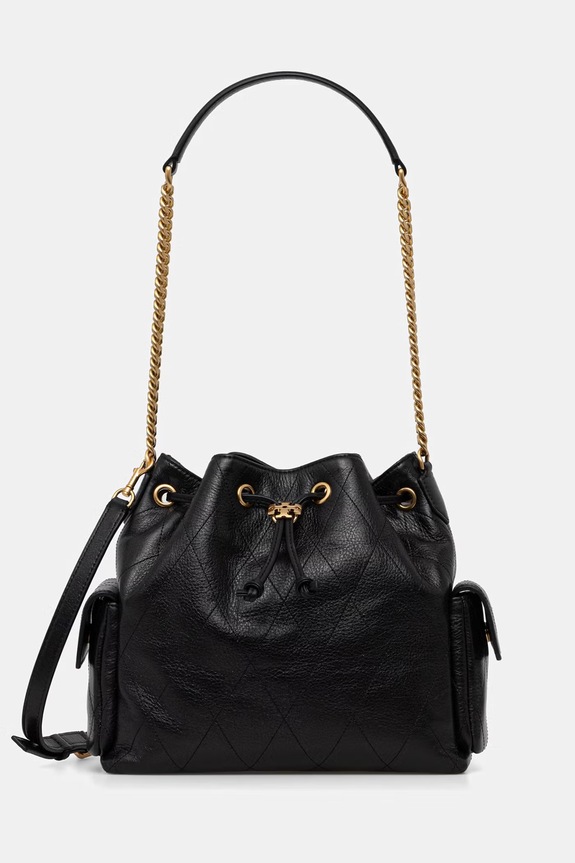 Tory Burch torebka worek damska skórzana Charlie czarny 185831
