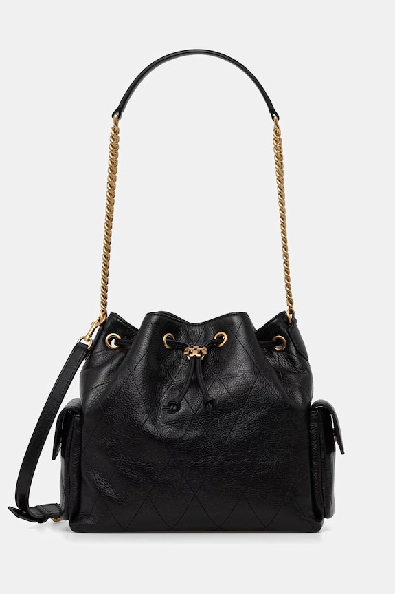 Tory Burch torebka worek damska skórzana Charlie czarny 185831