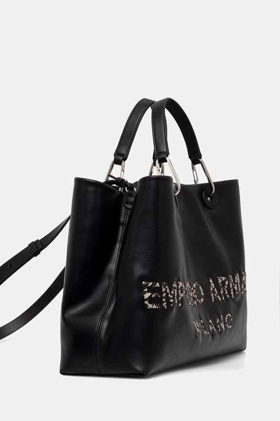 Кожена чанта Emporio Armani EW000360.AF22010 черен SS26