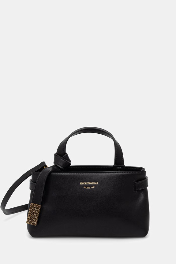 Kožna torba Emporio Armani bez uzorka crna EW003830.AF22783