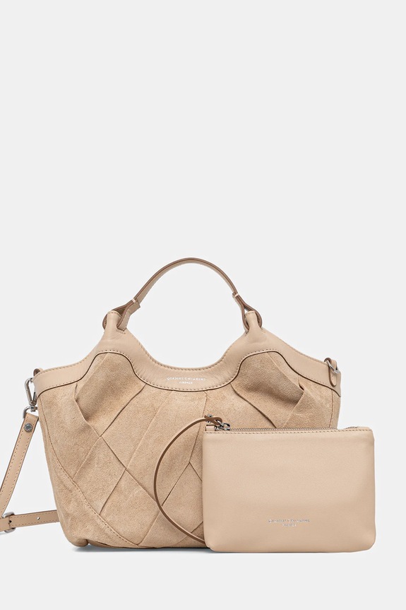 Gianni Chiarini torebka zamszowa DUA skóra licowa beżowy BS.12349.INT.CM