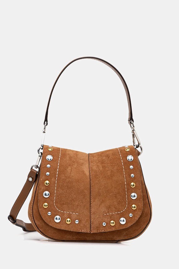 Gianni Chiarini torebka zamszowa HELENA ROUND skóra zamszowa brązowy BS.12386.CMBRC