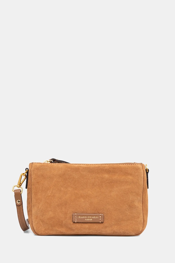 Τσάντα σουέτ Gianni Chiarini NORA POUCH δέρμα σαμουά καφέ BS.10224.CM.PL