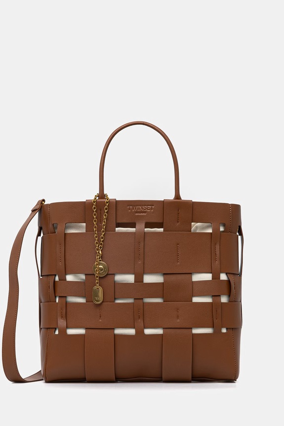 Twinset Torebka tote damska brązowy 261TB7310