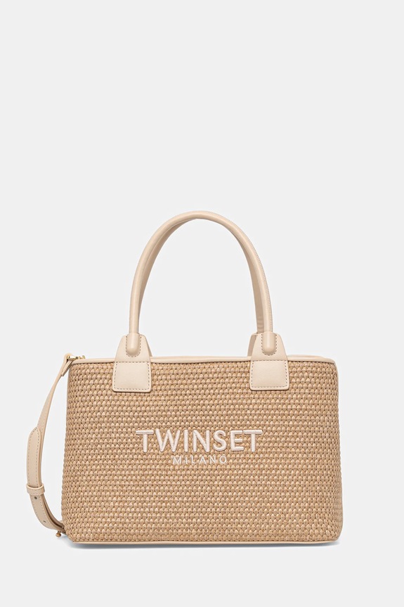 Τσάντα Twinset απλικέ μπεζ 261TB7071