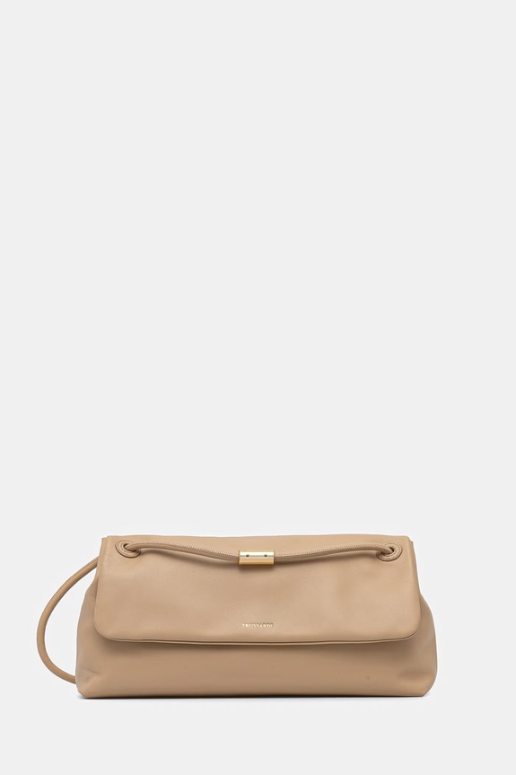 Δερμάτινη τσάντα Trussardi λείο δέρμα μπεζ Z611E006500N