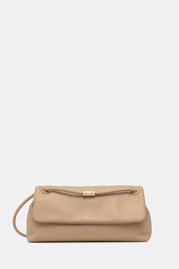 Δερμάτινη τσάντα Trussardi λείο δέρμα μπεζ Z611E006500N