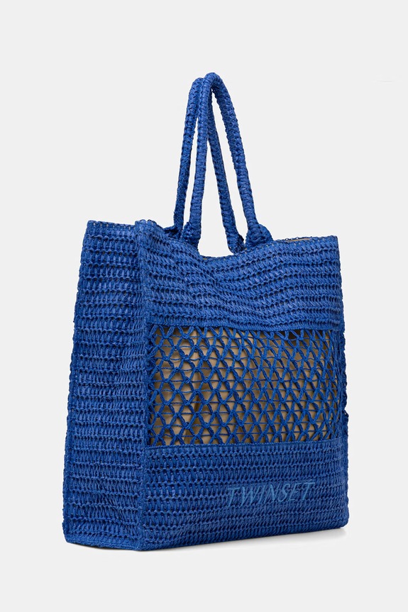 Twinset torba za na plažo ženska pletena 261LM8ACC modra SS26
