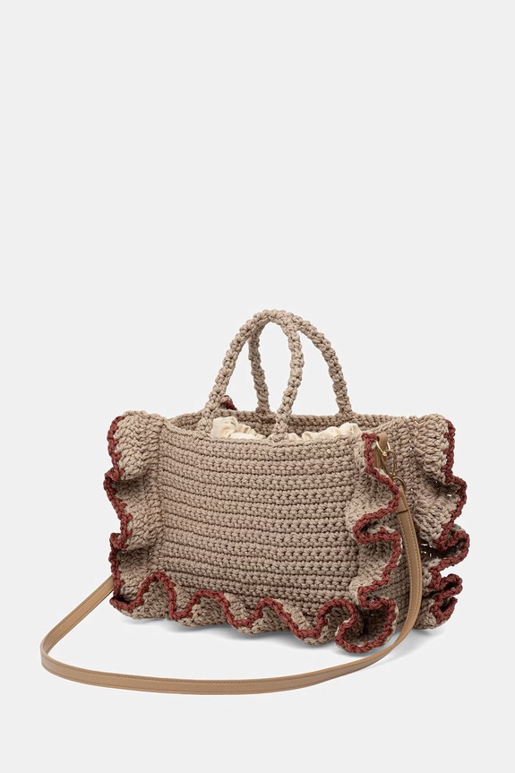 Accesorii Twinset geantă crossbody pentru femei împletită 261TD8291 bej