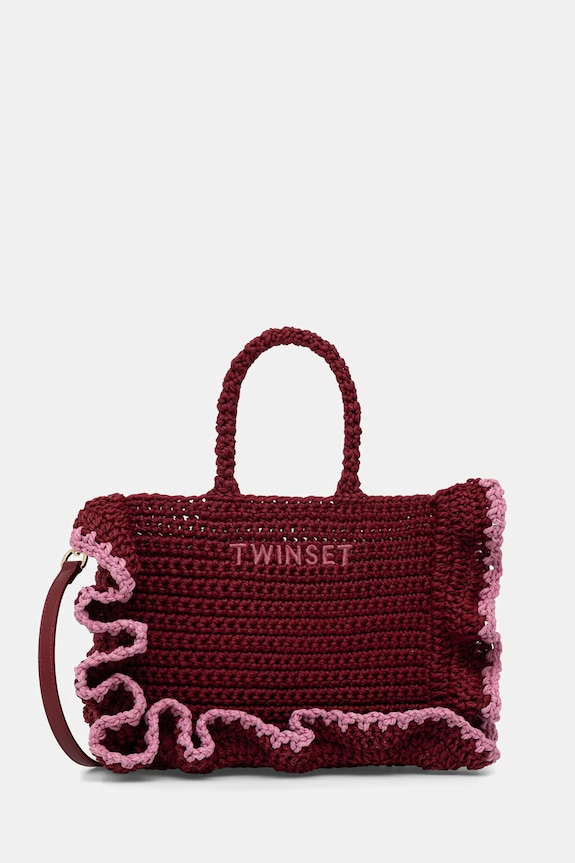 Twinset geantă crossbody pentru femei împletită burgundia 261TD8291