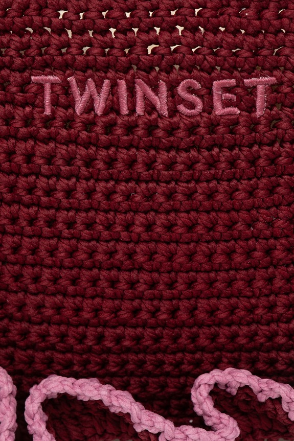 Twinset geantă crossbody pentru femei împletită burgundia 261TD8291