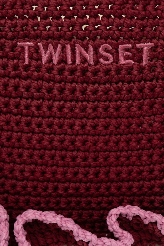 Twinset geantă crossbody pentru femei împletită burgundia 261TD8291