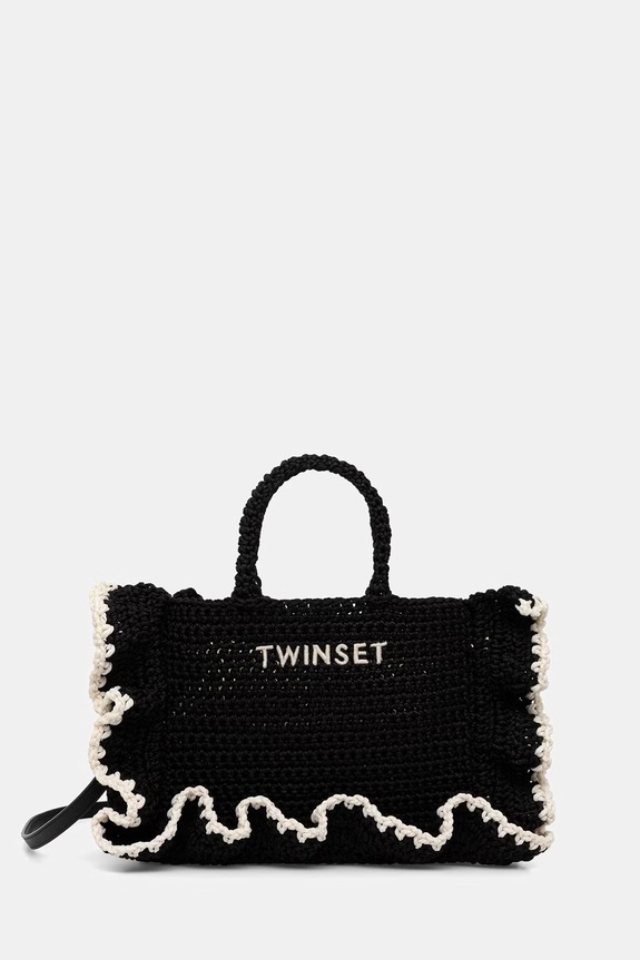 Twinset geantă crossbody pentru femei împletită negru 261TD8291