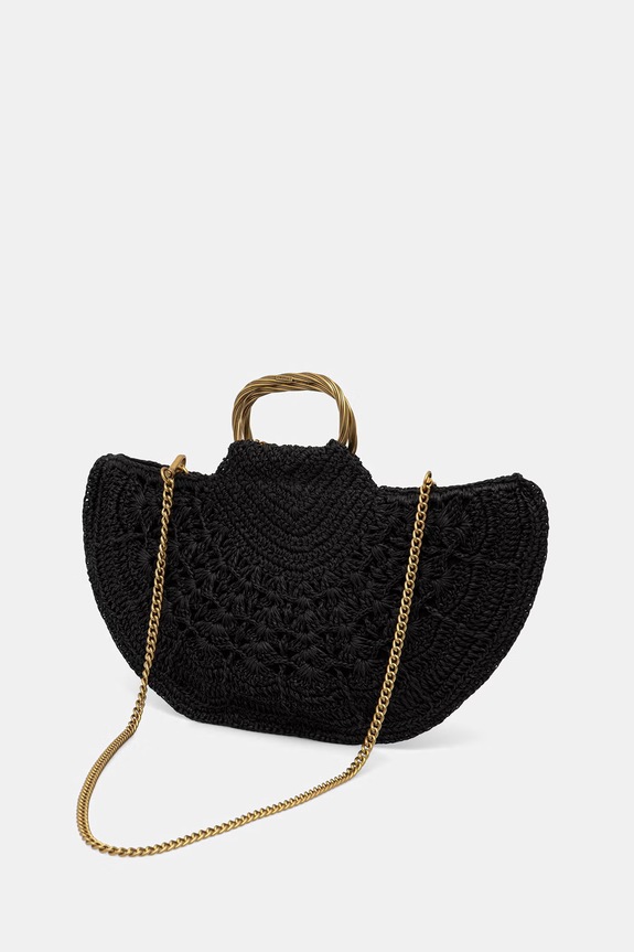 Accesorii Twinset geantă croissant pentru femei împletită 261TD8320 negru
