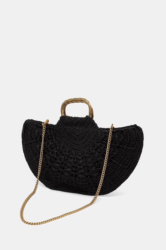 Accesorii Twinset geantă croissant pentru femei împletită 261TD8320 negru