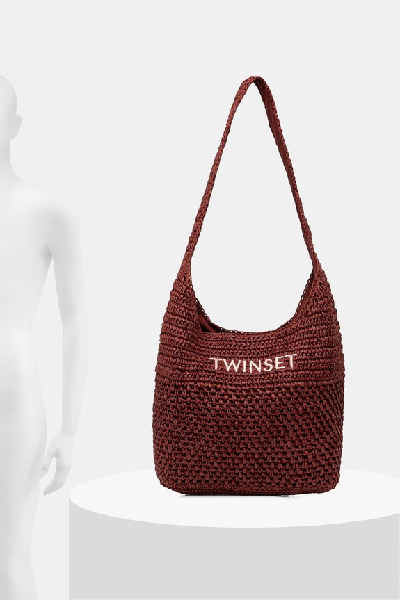 Twinset geantă de plajă pentru femei împletită 261TD8310