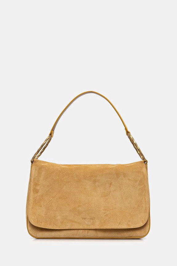 Τσάντα σουέτ Twinset δέρμα σαμουά κίτρινο 261TD8560