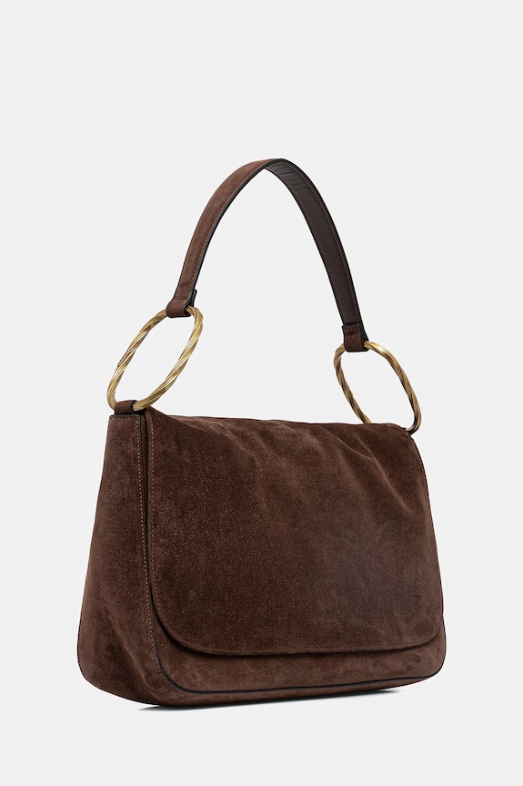 Τσάντα σουέτ Twinset 261TD8560 καφέ SS26