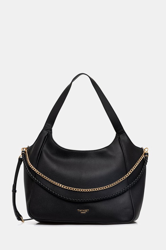Τσάντα Twinset απομίμηση λείου δέρματος μαύρο 261TD8011