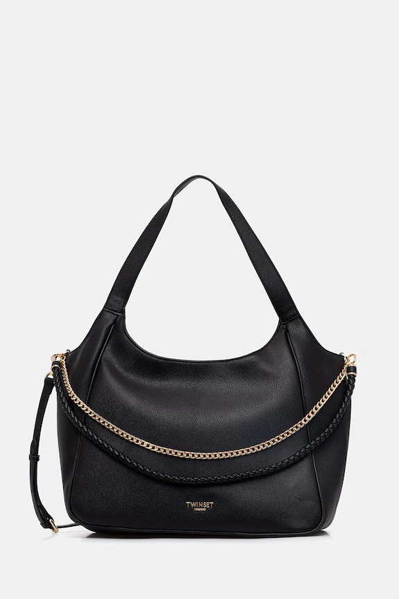 Τσάντα Twinset απομίμηση λείου δέρματος μαύρο 261TD8011
