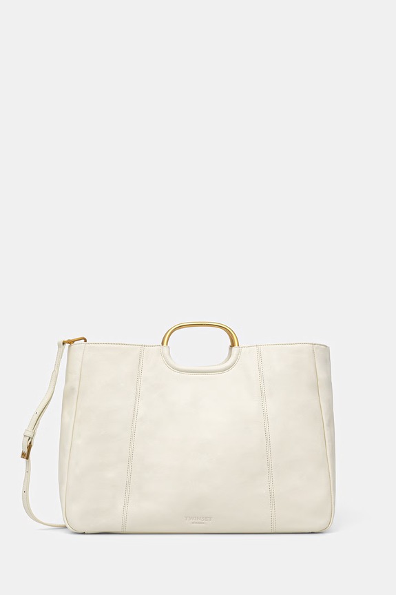 Twinset torebka tote damska skórzana beżowy 261TD8450