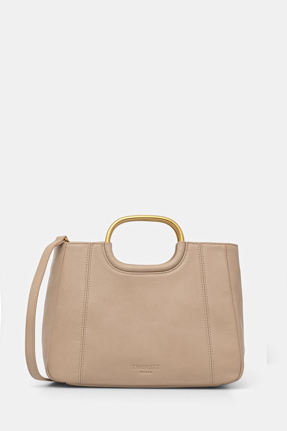 Twinset torebka tote damska skórzana beżowy 261TD8451