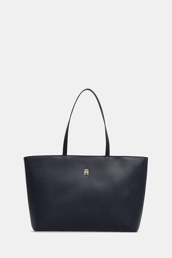 Tommy Hilfiger kabelka typu shopper dámska z imitácie kože tmavomodrá AW0AW17322