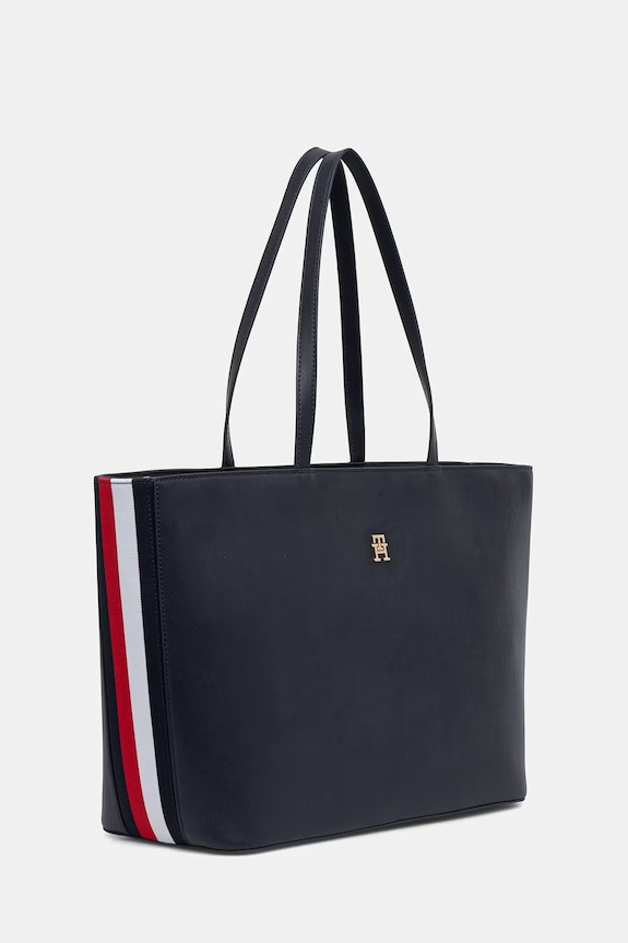 Tommy Hilfiger kabelka typu shopper dámska z imitácie kože AW0AW17322 tmavomodrá SS26